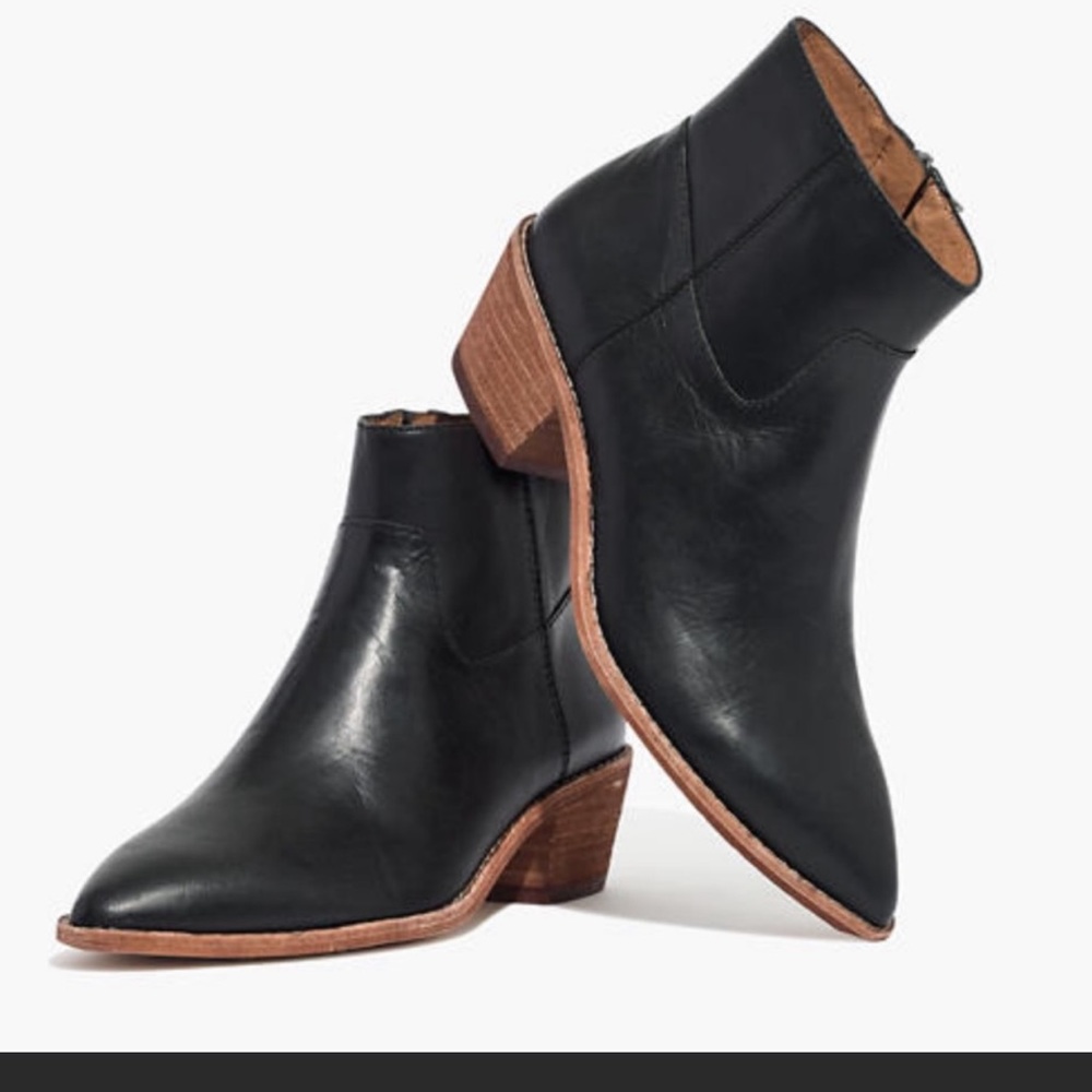 Madewell Black Ankle Boots with Brown Sole